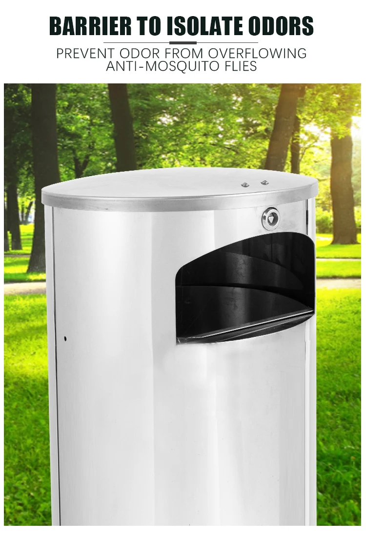 Large Outdoor Stainless Steel Wall Mounted Ashtray Lockable Metal Trash Bin for Smoking Accessories in Public Places