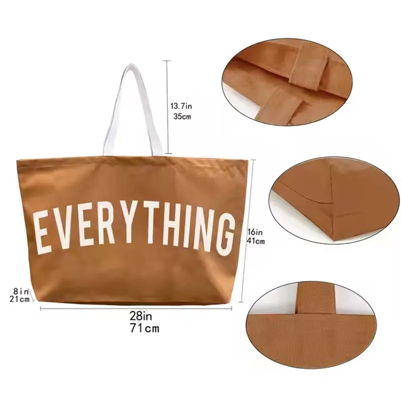 Custom Logo Large Eco-Friendly Cotton Canvas Tote Bag Oversized Weekender Handbag for Grocery Shopping Giant Shopper Gift