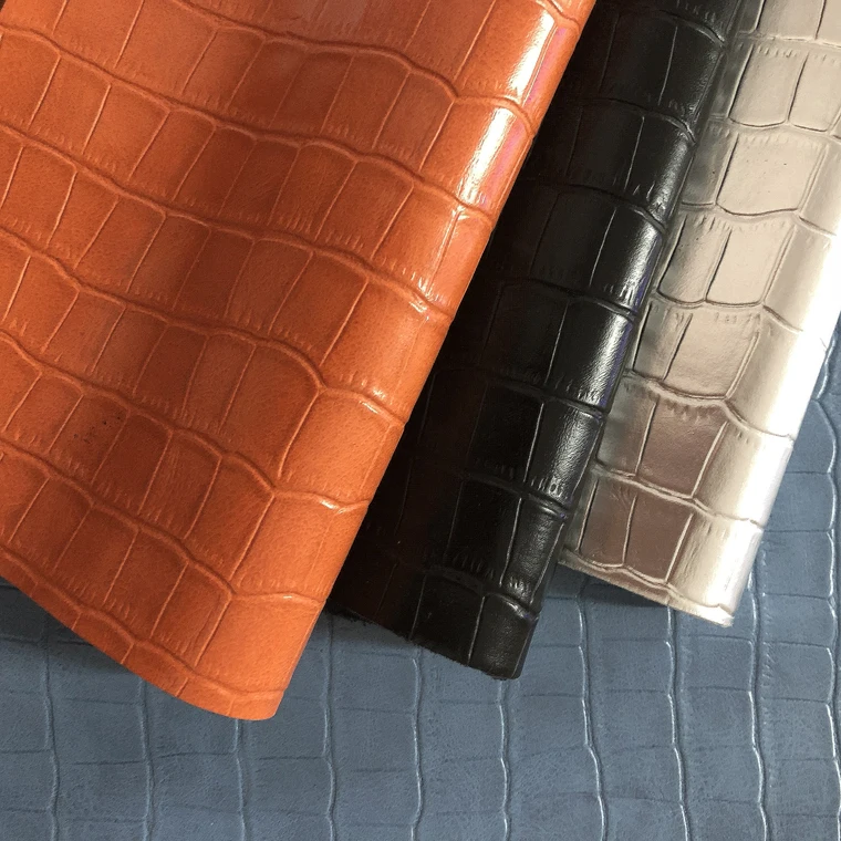Leather Products Embossed Imitation Crocodile Pu Rexine Leather Waterproof Abrasion-Resistant Anti-Mildew Chair Bag Craft