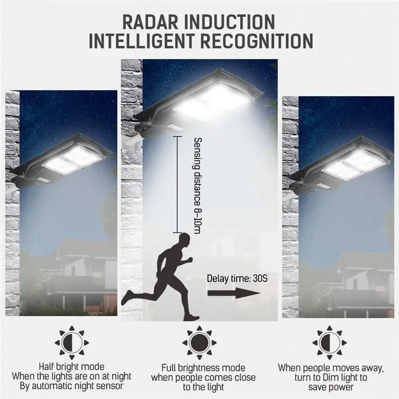 Светодиодный уличный светильник на солнечной батарее, настенная лампа, водонепроницаемое наружное освещение с пассивным ИК датчиком движения, садовое освещение с дистанционным управлением, IP65