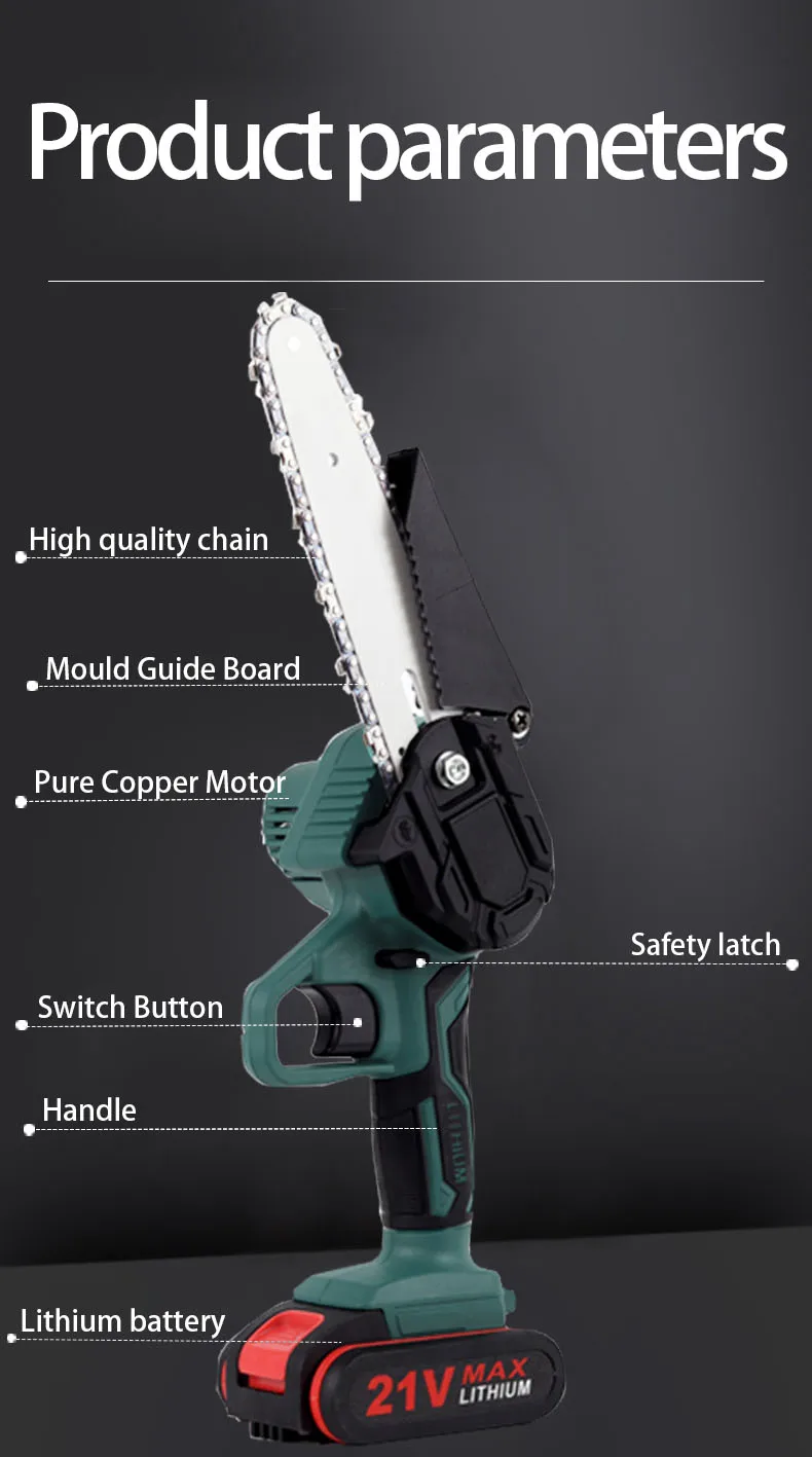 24v Lithium Battery Powered Mini Chainsaw - Cordless & Efficient
