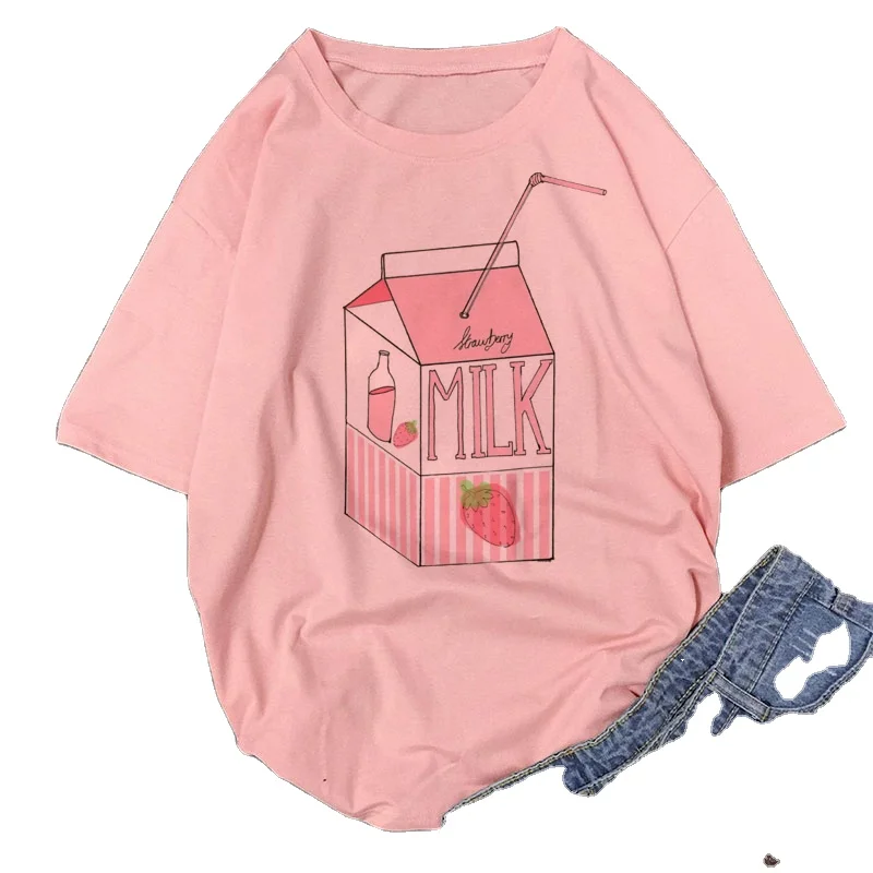 Women Cute Kawaii Pink Summer Casual Outfit Fashion Tops Cartoon Peach  Juice Japanese Aesthetic Grunge T Shirt - Buy Women Tees T-shirt,Casual  Tops,Fashion Tops Product on 