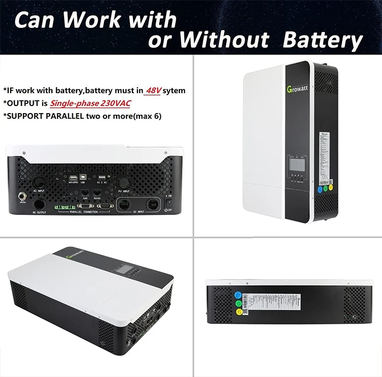 Growatt Off Grid Inverter Spf5000es Batteryless Mode Parallel 6 Units Home Use Inverter supplier