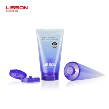 Empty Cosmetic Sunscreen Squeeze Tube Face Cream Transparent Tube Packaging with Less-plastic Flip Top Cap 100ml-200ml