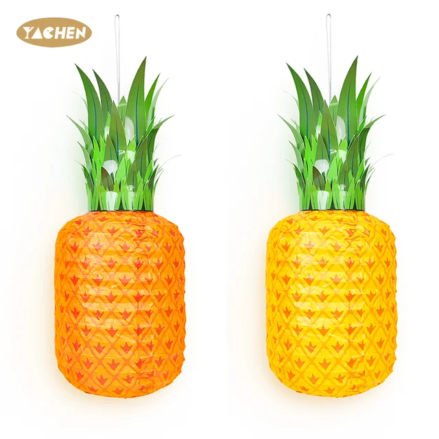 YACHEN Quality Hanging Party Decoration Supplies Pineapple Paper Lanterns for Hawaiian Party Decorations