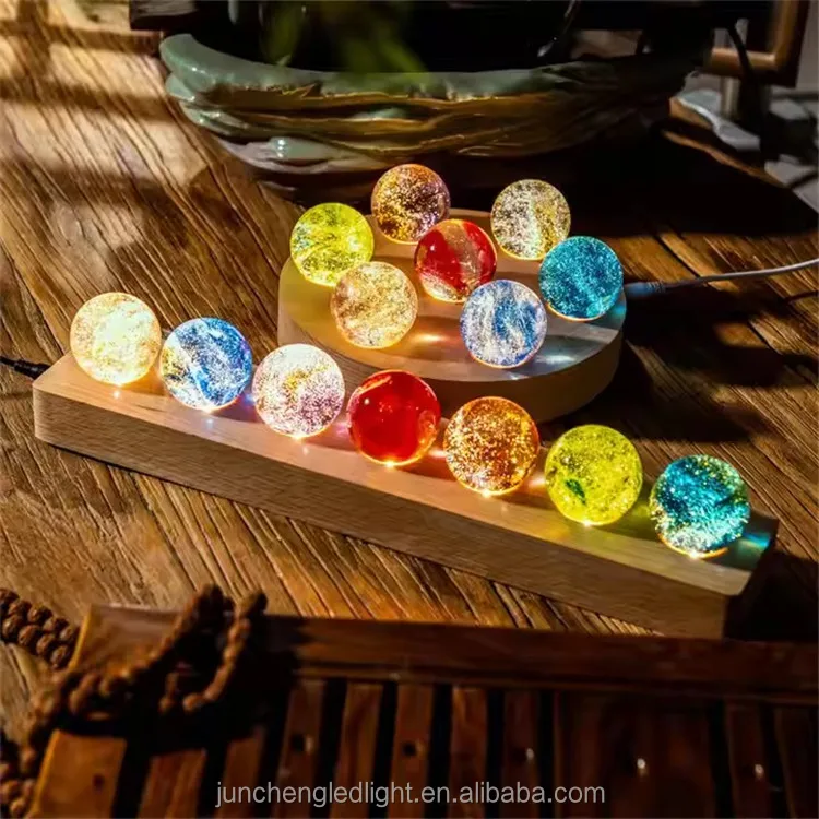 40mm Colorful Glazed Beads Glass Ball Luminous Planets Crystal Handicraft Cosmic Model Gifts Home Room Decoration