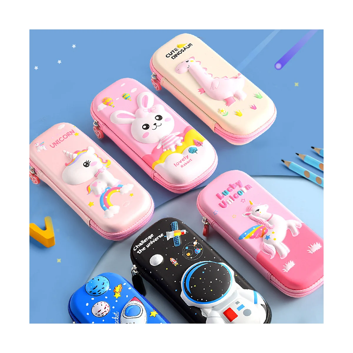 Оптовая продажа, 3D Пенал для учеников начальной школы и детского сада, мультяшный пенал, двухуровневый пенал большой вместимости для канцелярских принадлежностей для девочек и мальчиков