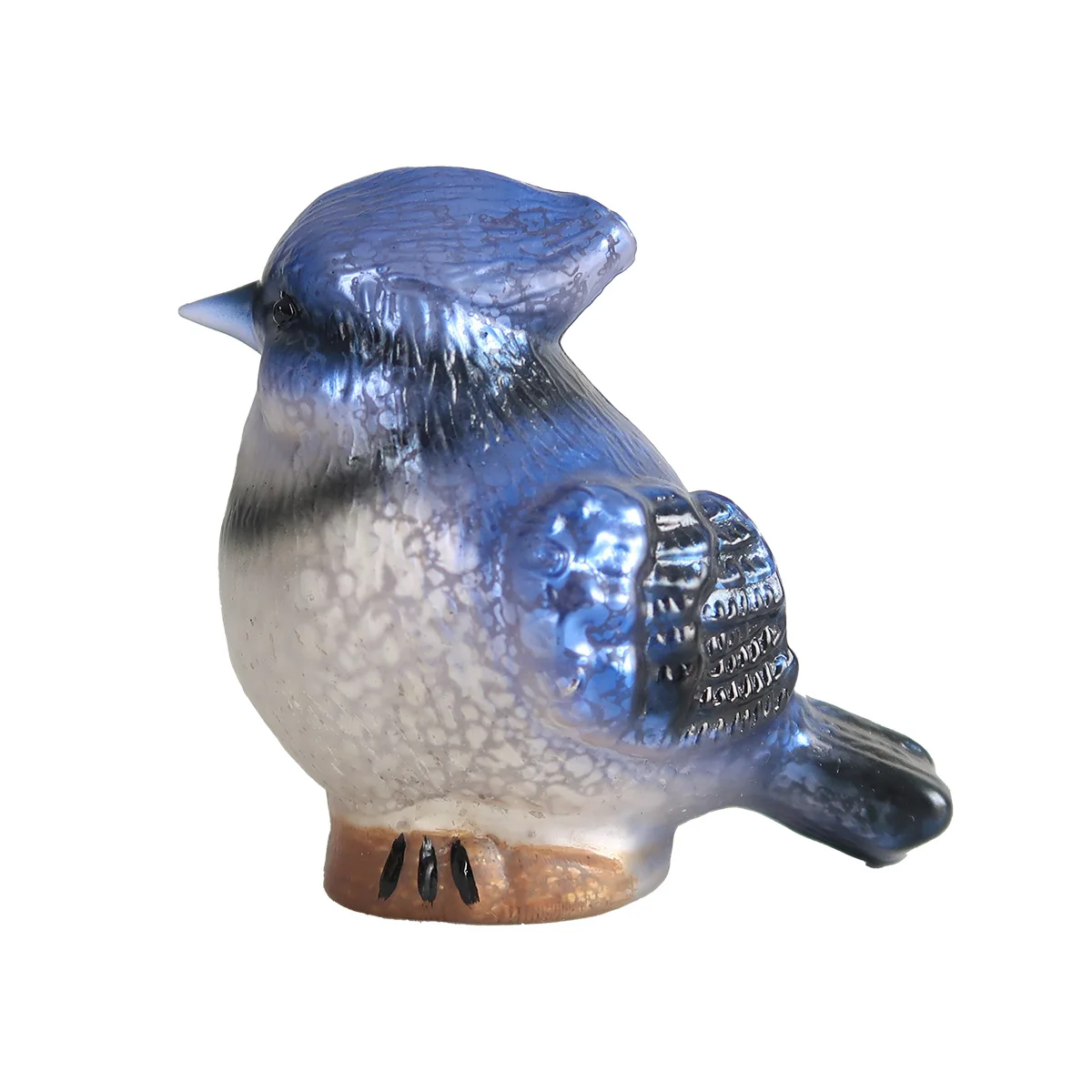 Wholesale decorative blue birds Easter and spring decorations set hand blown glass love ornament bird figurines