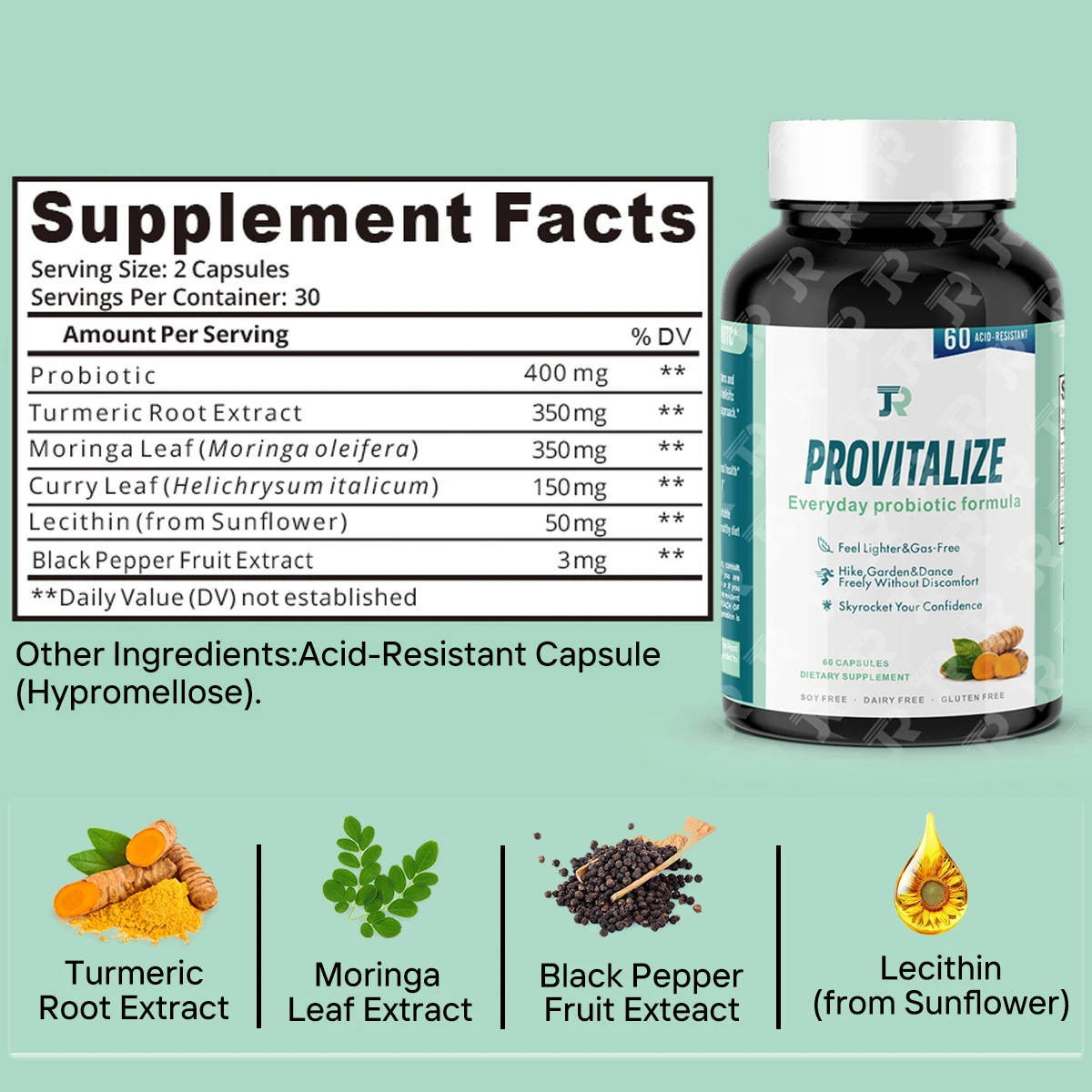 Probiotics Digestive Health Menopause Joint Support Sexy Midsection Curves Bloat Women Turmeric Curcumin Capsule
