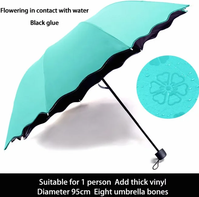 Meet Water Colour Changing Flowers Pattern Printing Magic Umbrellas Rain Uv 3 Folding Umbrella for Women Designer