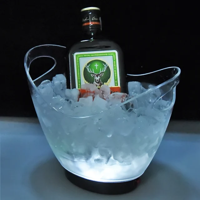 Custom Logo Mini Boat Shape LED Ice Bucket Acrylic Plastic Beverage Tubs for Restaurant Nightclub Bar Party