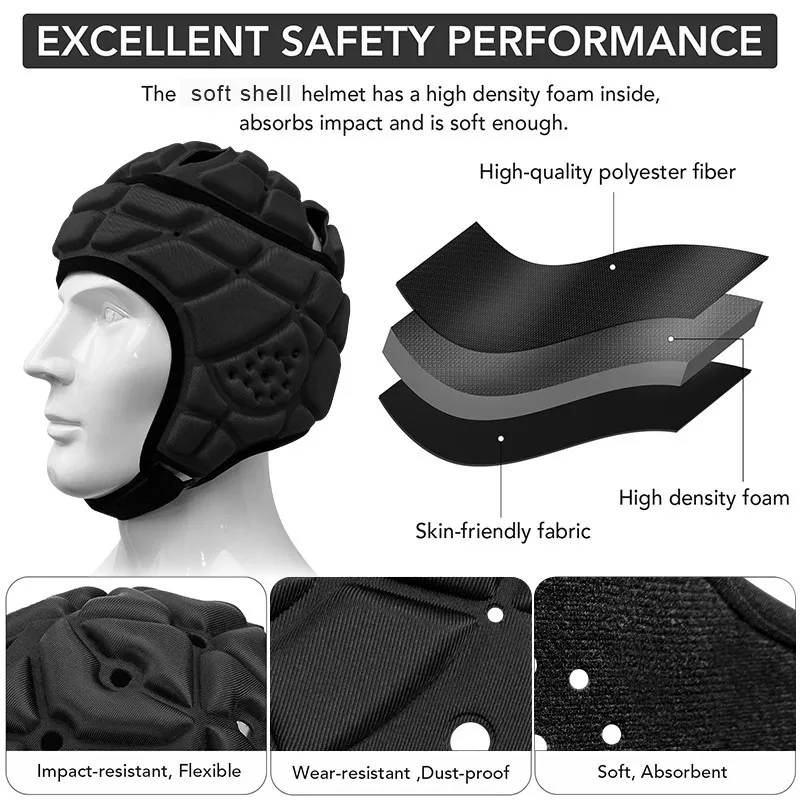 Rugby Pad Softshell Helmet 7on7 7v7 Autism Epilepsy Scrum Cap Soccer ...