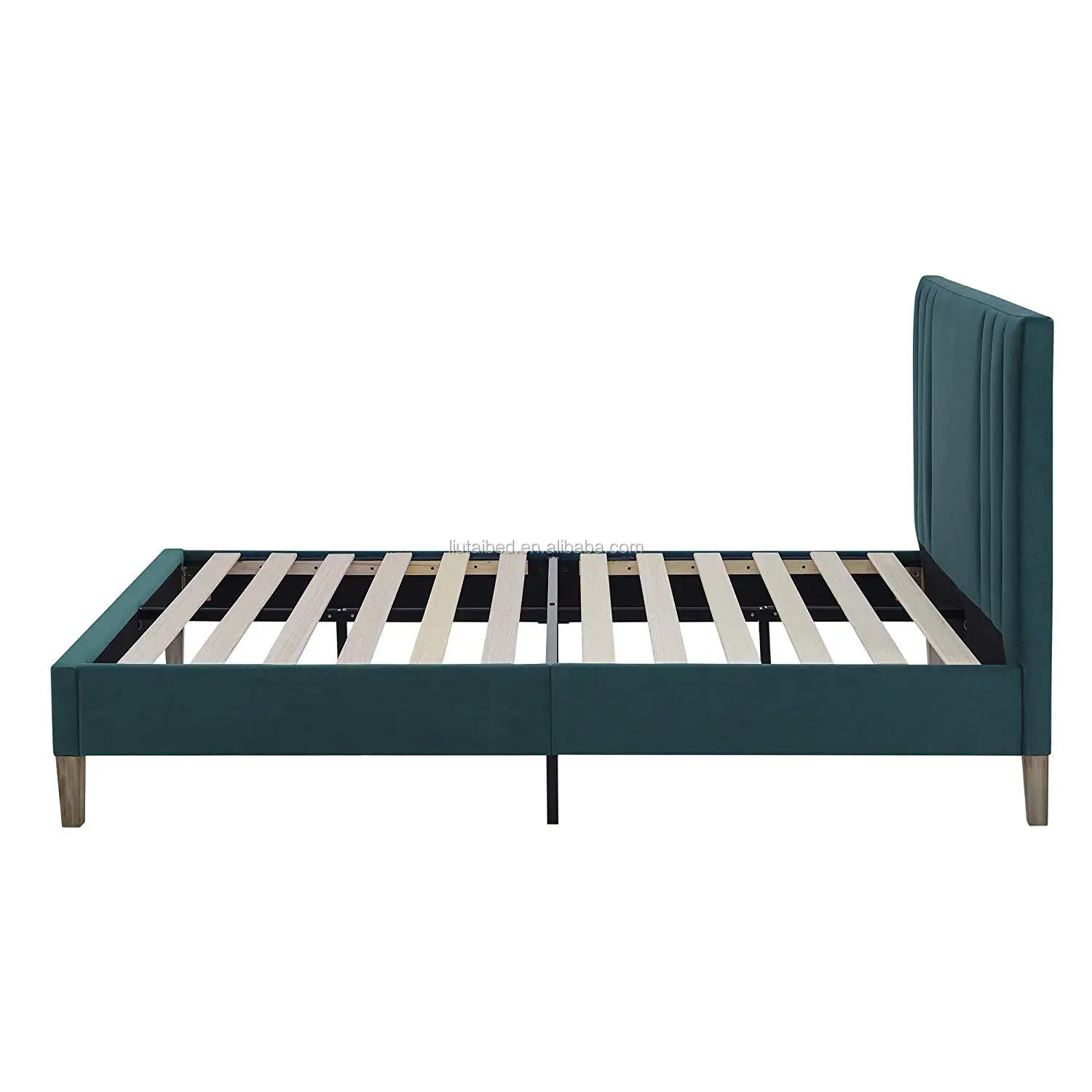 Мебель для виллы, зеленое изголовье кровати большого размера, тканевая кровать, деревянная кровать K/D, сборная кровать