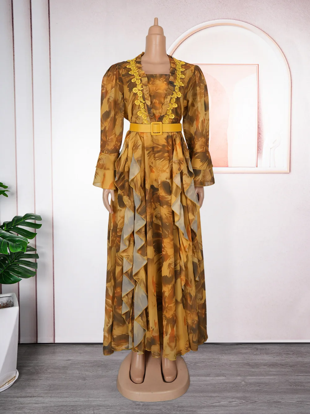 New Design Sequin Rhinestone Dress Chiffon Dress Plus Size African Dashiki  Abaya Women Evening Dress