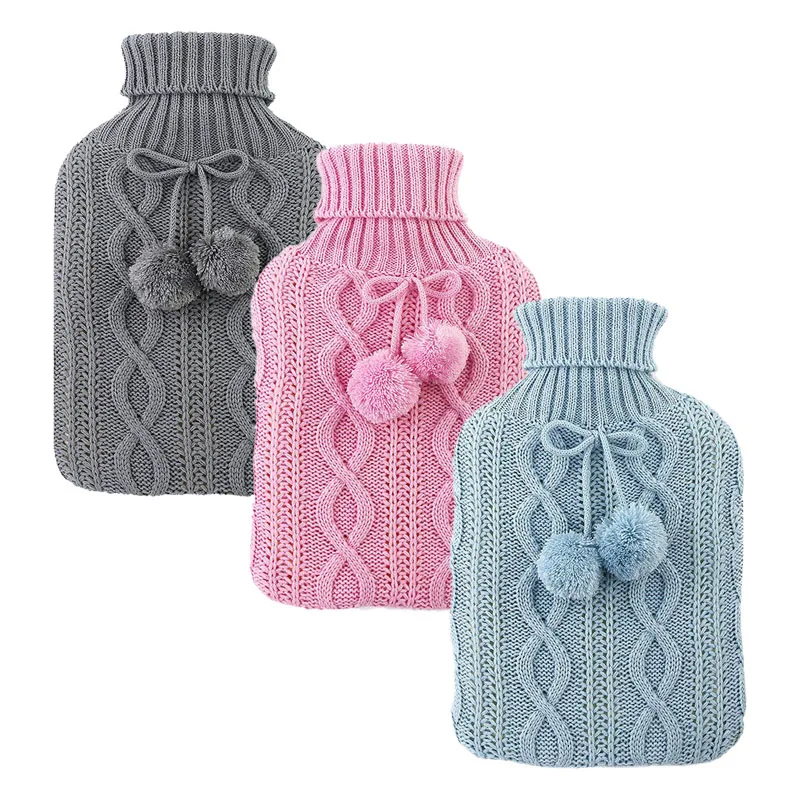 Hot selling high quality british standard cheap rubber hot water bottle water bag 2000ml classic knit cover