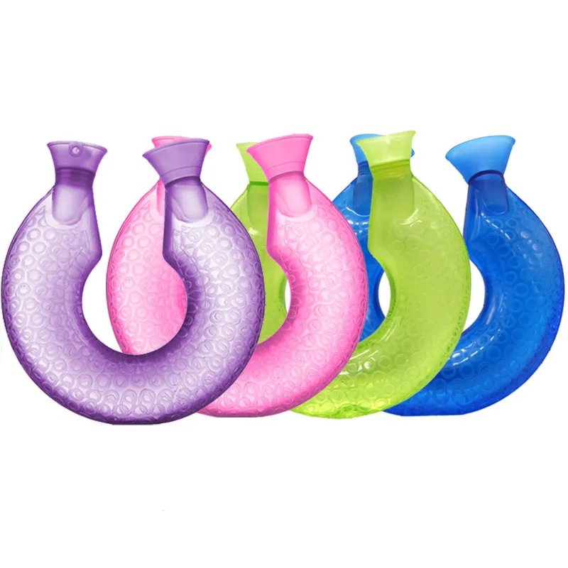 mini transparent pvc waterproof round hot cold water bottle 600ml / 1000ml