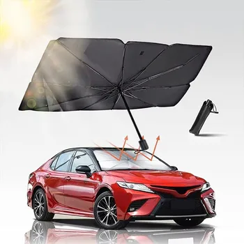 Universal Foldable Car Windshield Sunshade Umbrella Blocks UV Sun Visor Cool Front Window Sun Shade Customized Titanium Silver
