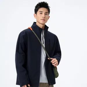 Men's Customizable Softshell Jacket Single-Layer Windproof Waterproof Workwear Stand Front Position-Designed National Standards