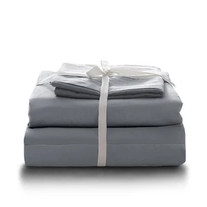 Solid Color Embroidered Wholesale Double Single Quilted 4pcs Luxury King Size Bed Sheet Set 100% Polyester  Plain Bedsheet