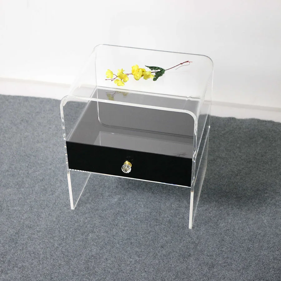 Custom Modern Luxury Lucite Bed Side Corner Table Acrylic Bedside Table