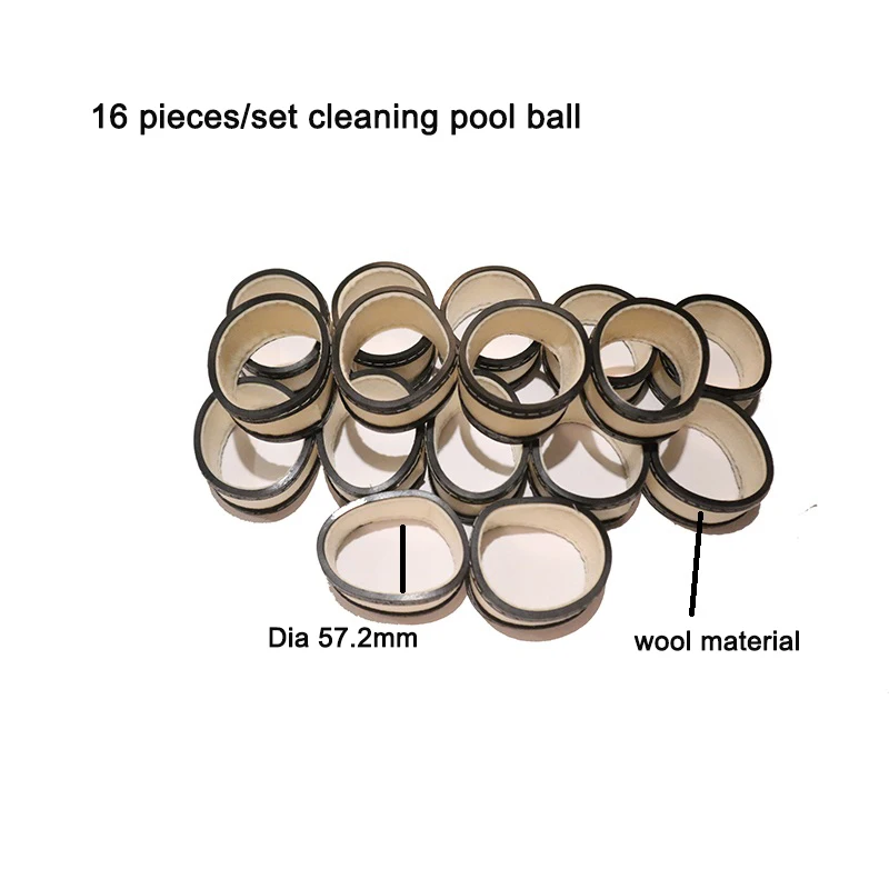 Pool Ball Cleaner Rings 57.2mm 16pcs Wool Round Ring Woolen Pads For