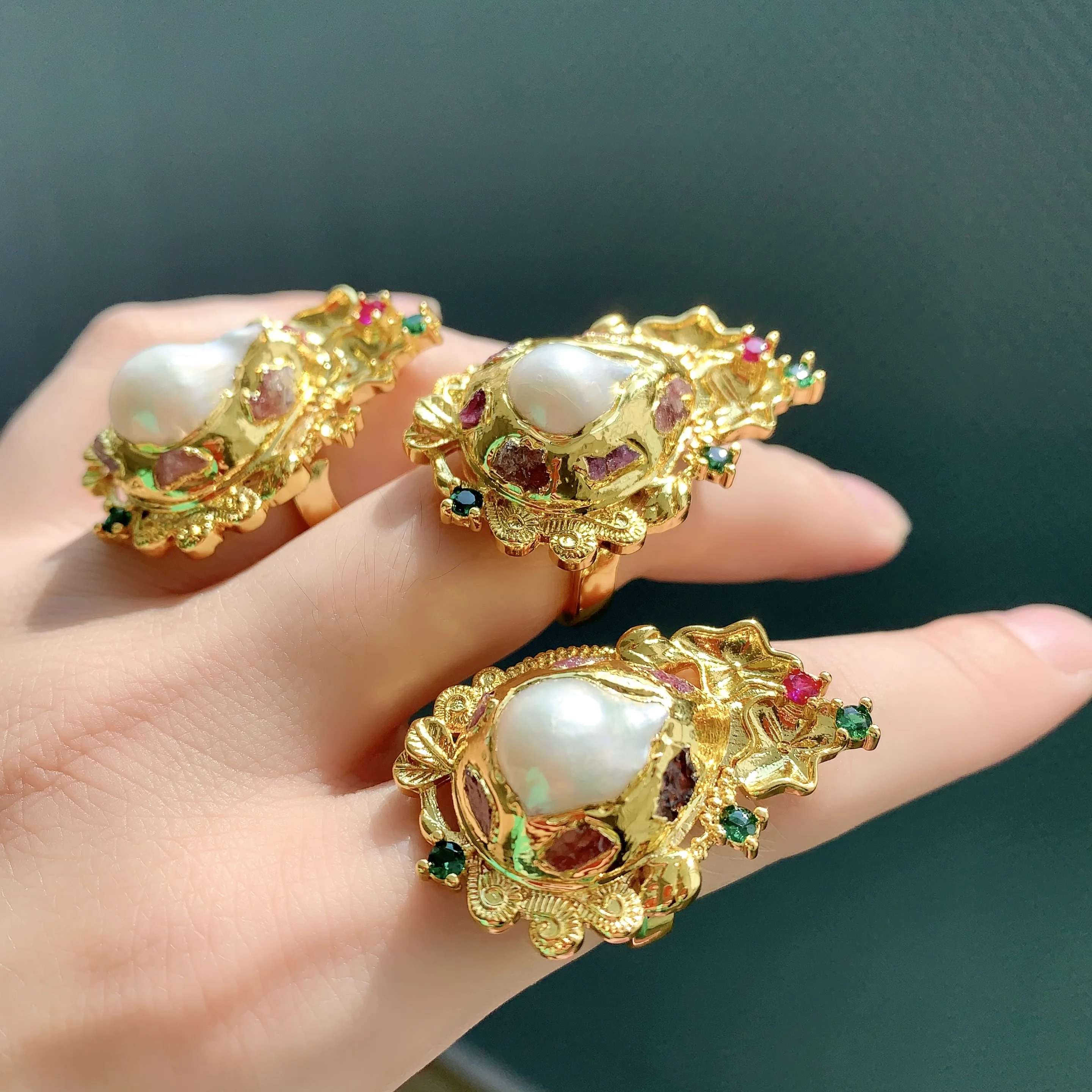 LS-C2489 anel exagerado mulheres jóias anel pérola natural para férias alta  qualidade anel estilo agradável, image size:2880x2880