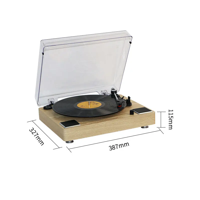 High Sound Quality Wooden Desktop Integrated Vinyl Record Built-in Stereo Gramophone Turntable Player