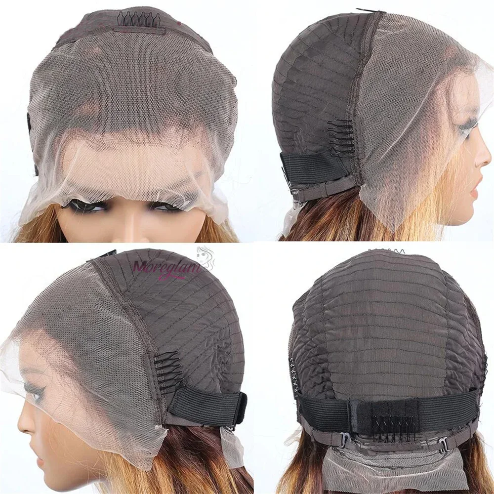 Perruque Bob en cheveux humains raides 13x4 avec dentelle frontale brésilienne courte ombrée_voghion.com