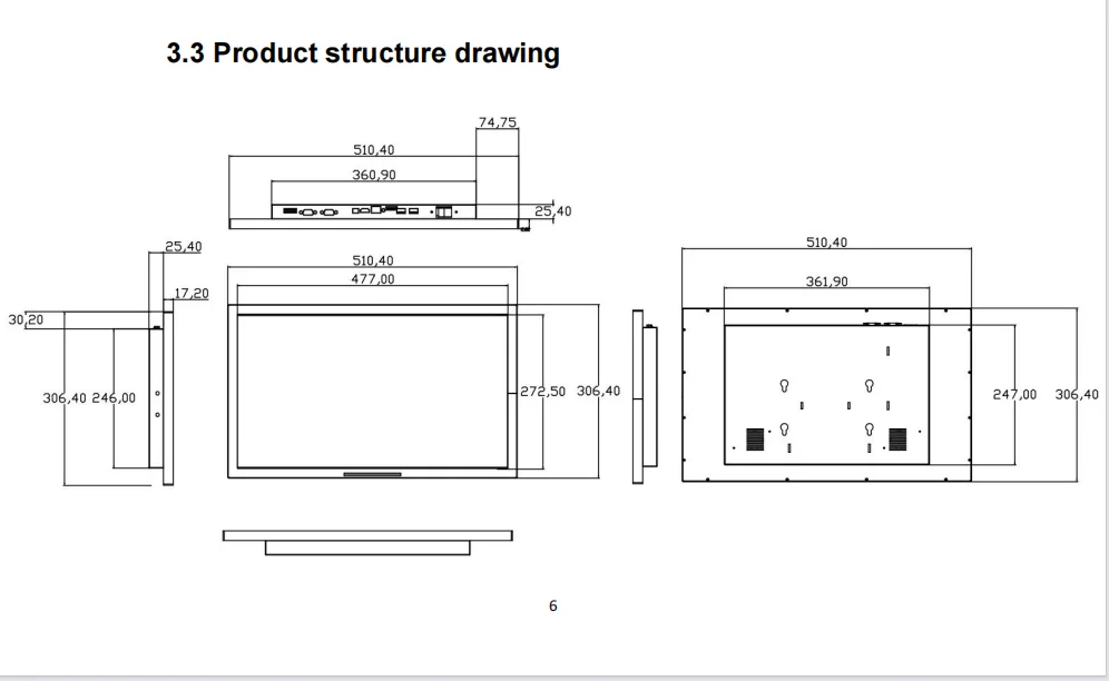 Shenzhen Factory Android display Android 11 monitor with 10 point touch 220V 12V DC power panel