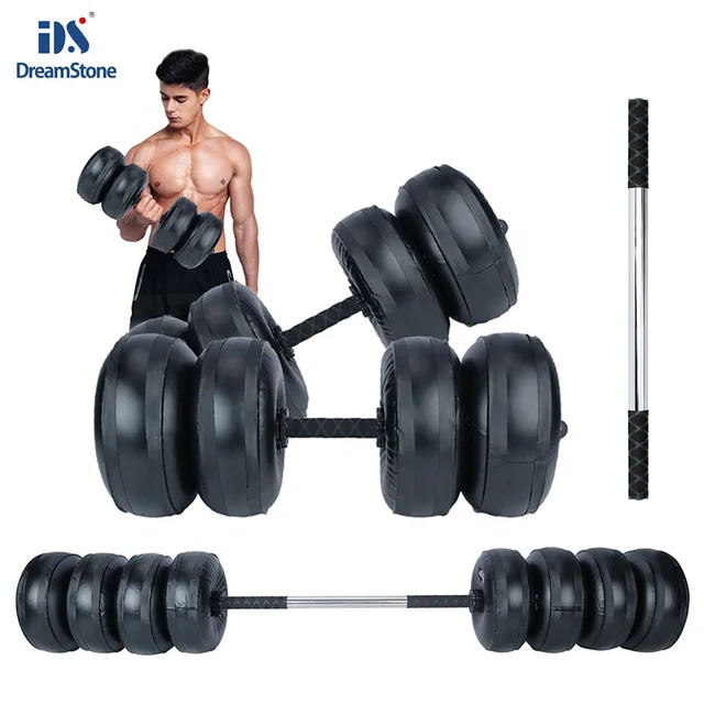 Dreamstone Travel Water Filled Dumbbells Set Gym 30-35kg Portable Adjustable Weights Strength Training Home Exercise Fitness
