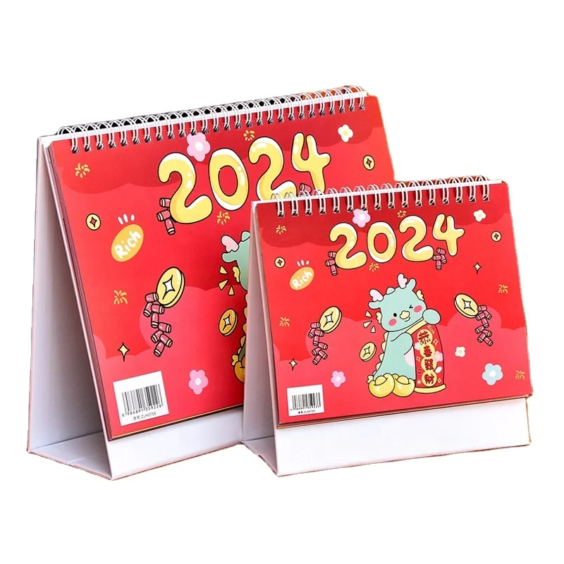 Promotion Custom Printing Mini Table Calendar Planner Daily Monthly 365 Days Spiral Wire-O Stand Flip Desk Calendar 2024