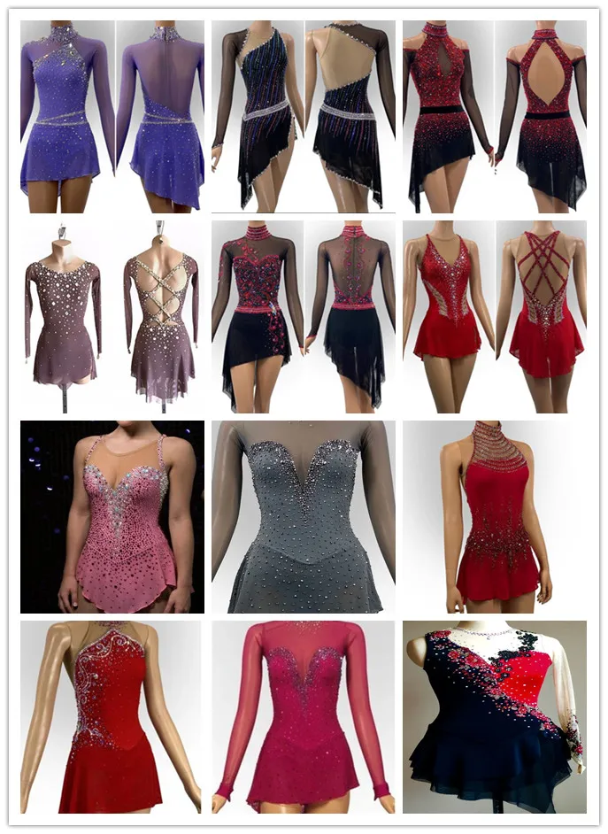 Rhinestone China Girl Performance Wear Figure Skating Dress Ice Skating