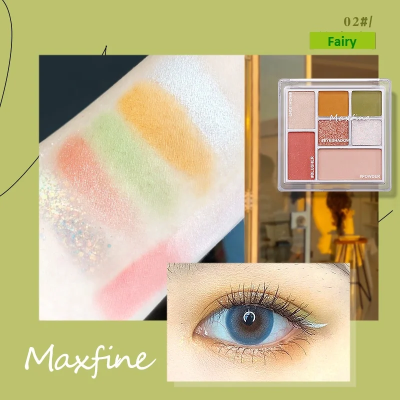 7 Grids Cheap Beauty Face Eye Shadow Blusher Highlight  Eyeshadow Powder Makeup Palette