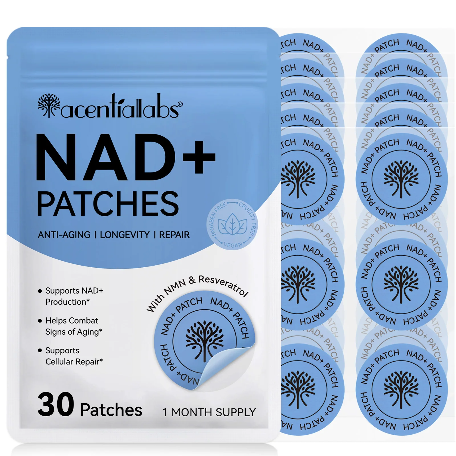 acentiallabs glp 1 patches Acentiallabs Biodegradable NAD Transdermal Patches Nad+ Nicotinamide Mononucleotidde Boost Energy NAD+ Patches for Men & Women