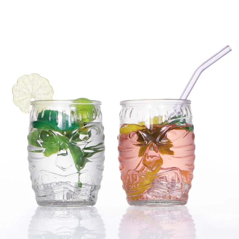 Unique Design Sense 480ml High Quality Ghost Face clear Empty Drink Glass Bottle