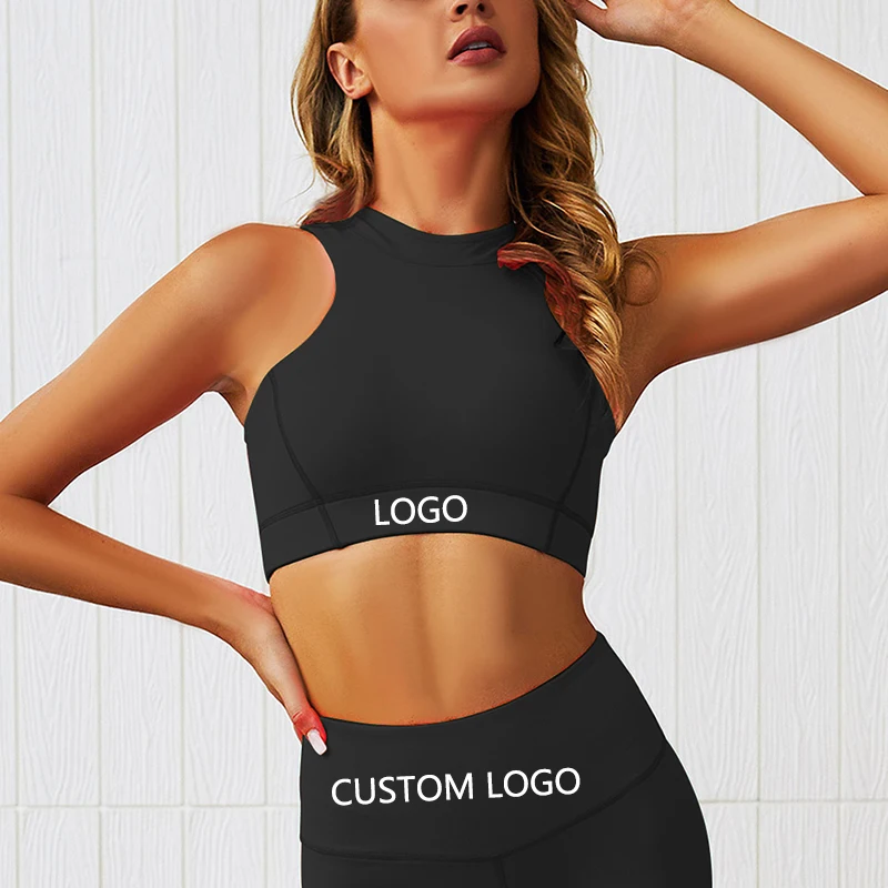 2021 hot sale wholesale custom logo solid color printing workout fitness clothes yoga sports suitt for  Women