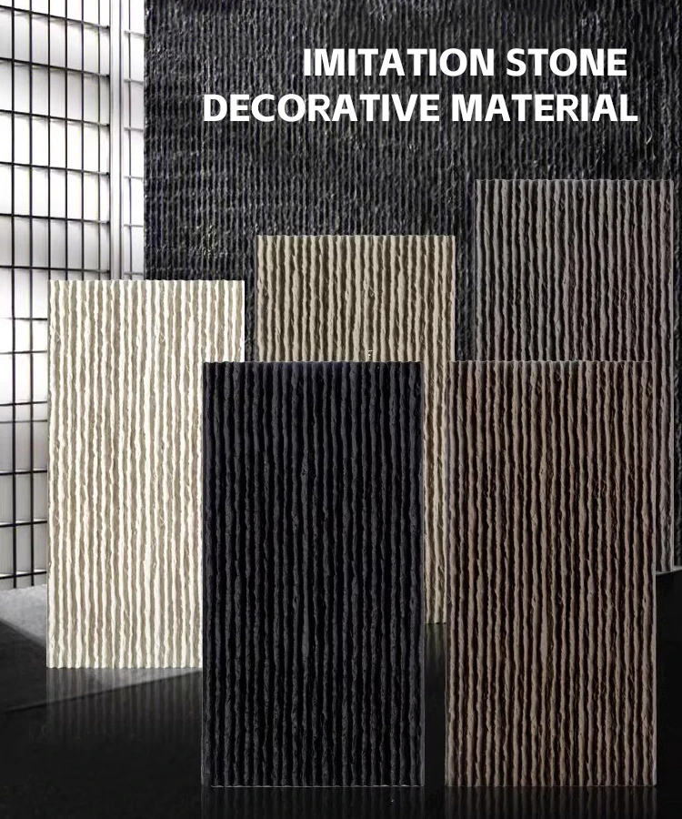 Modern Design 3d Panel Light Flexible Black Artificial Stone Big Slab ...