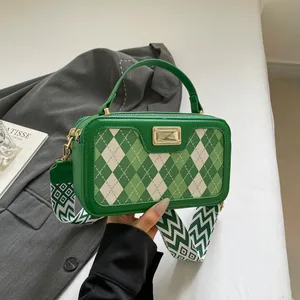 Luxury Designer Women's Shoulder Bag Vintage Checkered Pattern Retro Crossbody Handbag Female Top-Handle