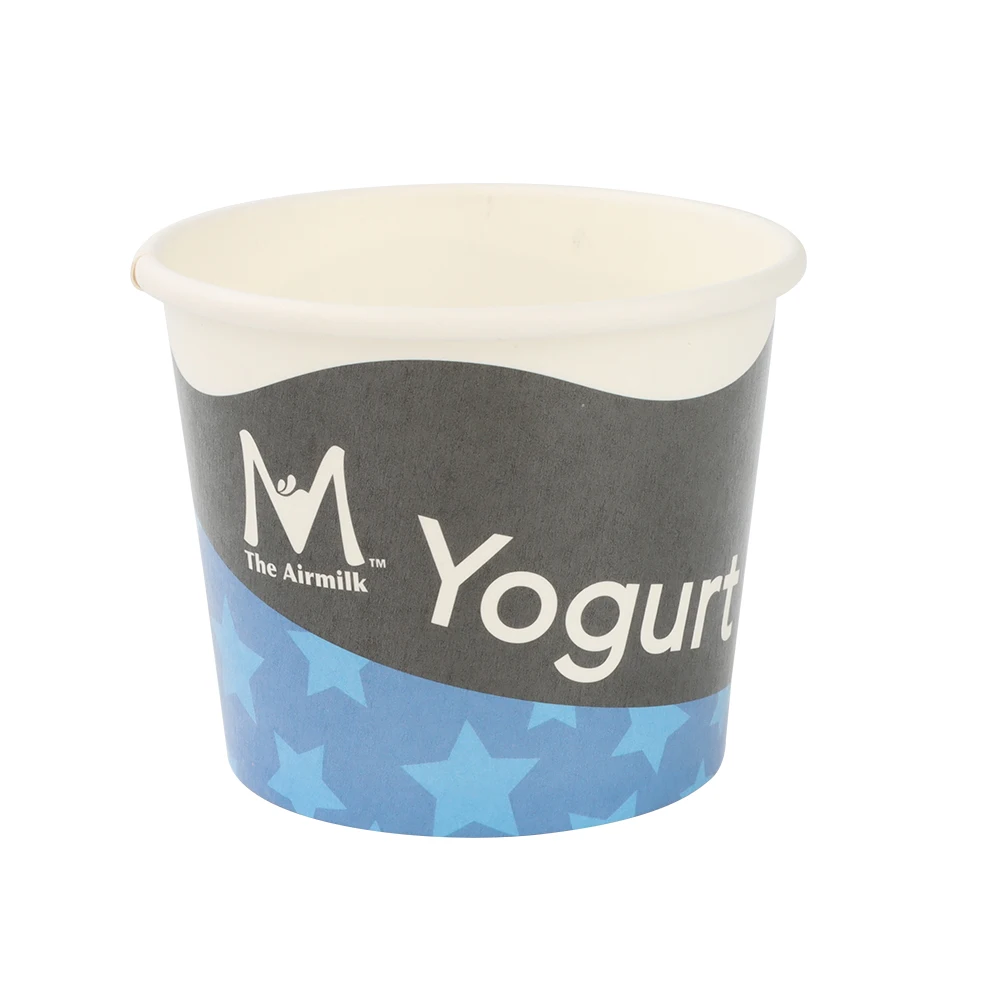 Disposable custom logo ice cream paper cup Sundae bowls container yogurt cup packaging with plastic dome lids