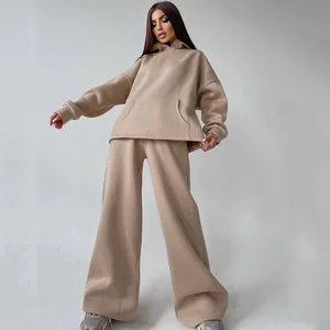 2024 Autumn Winter Solid Color Sports Hoodie Loose Female's Wear Pants Sets  Casual Women's Plus-size Suit Two Piece Sets