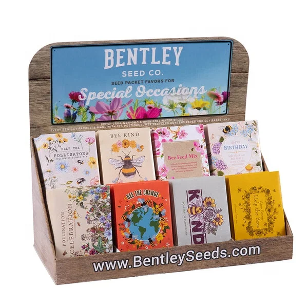 Custom Corrugated Cardboard Vegetable Seed Packet Display Racks Countertop Style Display Stand