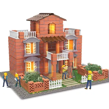 New children's educational toys simulation brick cement villa wall building house hands-on toys Children's Day gift