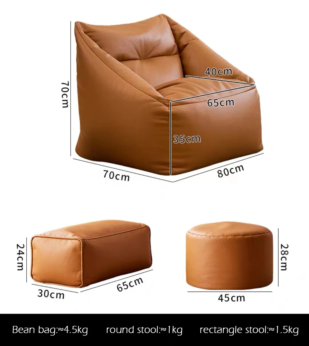 High Quality Classic Fabric Bean Bag Lazy Sofa Lounge Chair with Ottoman Adjustable for Living Room Home Furniture factory