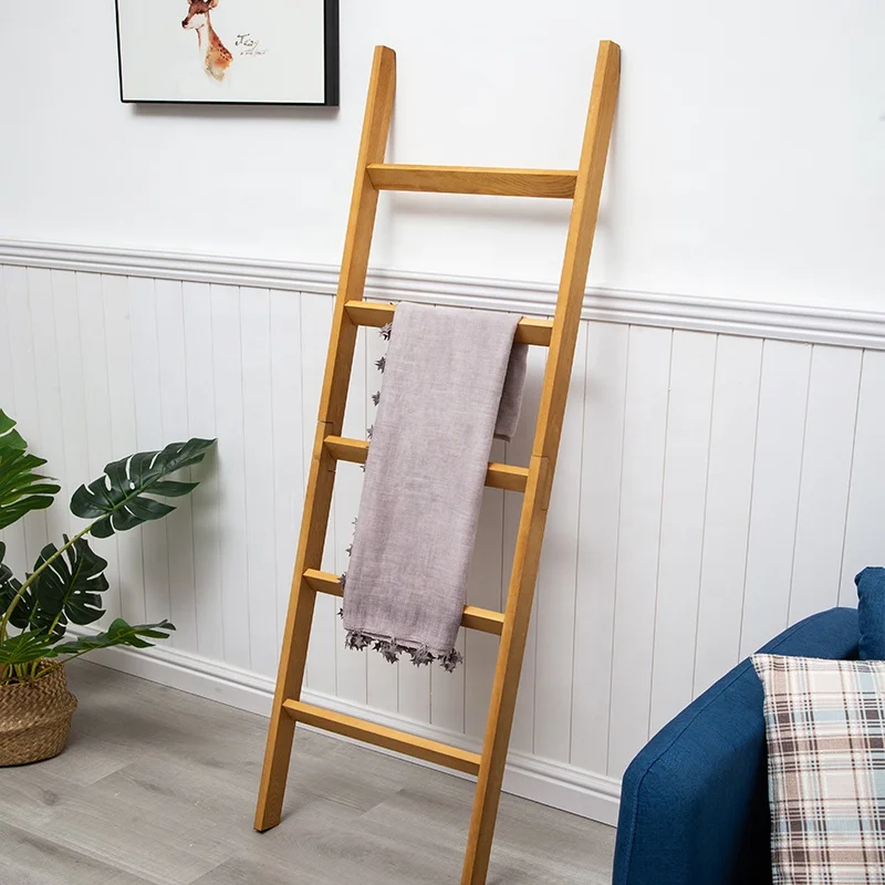 Customized Wooden Blanket Ladder ft Wall Leaning Ladder Shelf Wooden  Towel Rack Ladder Wood