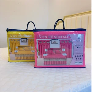 In Stock Luxury 5 Piece Bedding Set with Quilted Bed Skirt Lace Curtain Lace Pillowcases Home Textile Wholesale