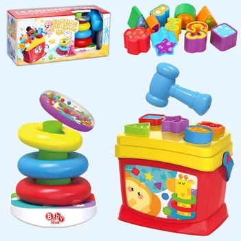 Baby Colorful Plastic Stacking Tower Blocks Ring Stacker Toy Infant Knocks Game Stacking Toys