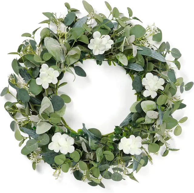 Customized High Quality Cheap Price Decorative Wreath with White Flowers Party Wedding Outdoor Decor