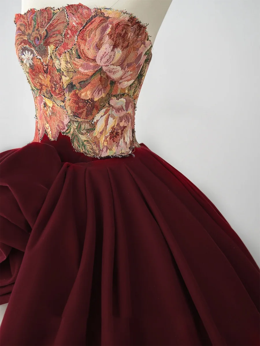 2026 New Women Luxury Rose Embroidery Evening Dress Sleeveless Ball Gown  Wedding Dress