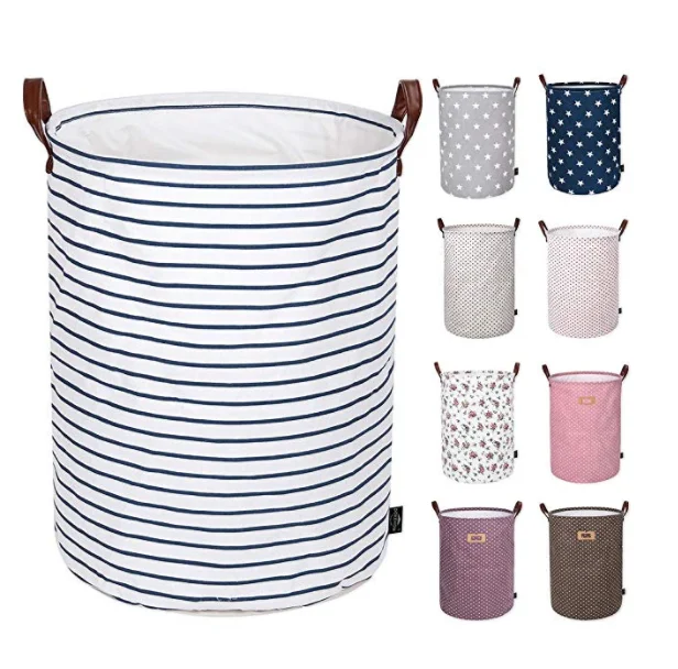 Экологичная Складная хлопковая корзина-тоут круглой формы на заказ сумка для белья корзина хранения одежды со шнурком