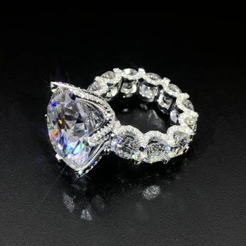 Factory Custom Fine Real S925 Silver 9k 10k 14k 18k Solid Gold Halo Ring Moissanite Lab Grown Diamond Wedding Ring for Men Women